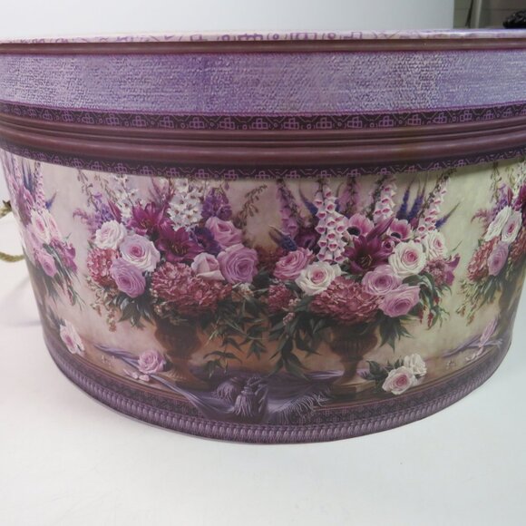 Vintage Floral Purple Violet Flowers hat box - Picture 2 of 7